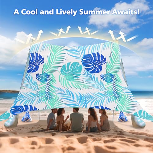 2PM SPORTS Beach Tent Sun Shelter 10x10 FT - UPF 50+ UV Protection, 8 Sandbags, Easy Setup, Portable Beach Shade Canopy for Family Picnic Camping Travel - color: Leaf