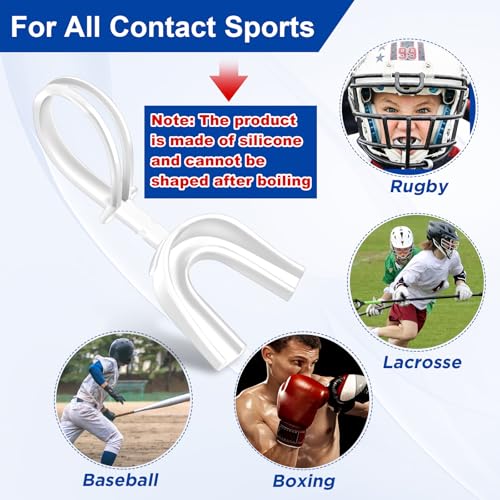 Dunzy 20 Pcs Football Mouth Guards with Strap Bulk Sports Mouthguard Bulk Football Mouthpiece Mouth Protector for Wrestling Boxing Lacrosse Hockey Taekwondo - color: White, size: Adult