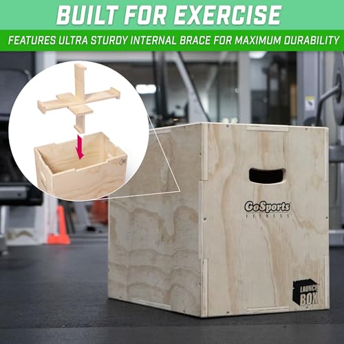 GoSports Fitness 3-in-1 Plyo Jump Box - Small, Standard, or XL - Launch Box Exercises for All Skill Levels - style: Standard - 16 Inch x 20" x 24 Inch