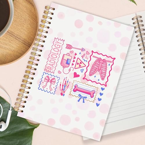 Radiology Tech Gifts Spiral Notebook 5.5x8.3 in, Preppy Pink X-Ray Rad Tech Nurse Medical Hardcover Notebook Journal Gifts for Women Work - color: Radiology Tech Gifts