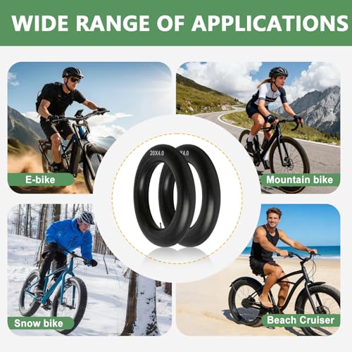 2 Pack of Fat Tire Bike Inner Tubes, 20/24/26 X4.0 Heavy Duty Bike Tube, Inner Tube with 32mm Schrader Valve for Snow Mountain Bike E-Bike - size: 20X4.0 (2 Pack)