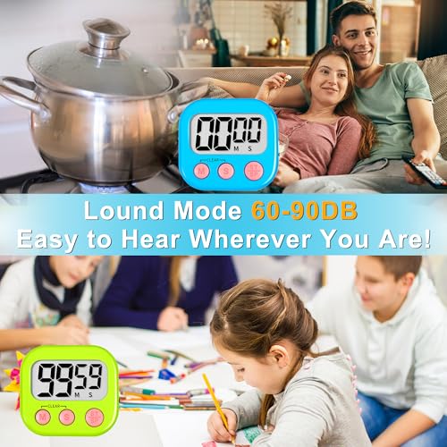 ZILLEEN Classroom Timer for Kids Teachers 2 Pack Digital Timers - color: Blue & Green