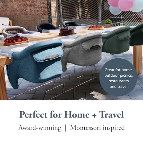 Inglesina Fast Table Chair - Stone Gray Melange + Fast Dining Tray - Portable Baby High Chair - for Babies & Toddlers up to 37 lbs - Fits Tables 0.8'' to 3.5'' Thick - Compact - Travel Bag Included - color: Stone Gray Melange, style: Chair with tray