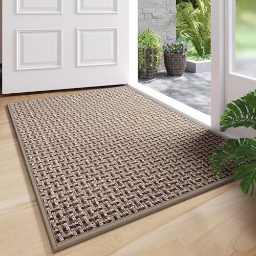 YDKGL Door Mat 31x47, Dirt Resistant and Absorbent, Non-Slip Rubber Backing Floor Mats, Easy Clean Low-Profile Doormat for Entryway, Front Door, Inside Entrance Brown - color: A- Brown, size: 31"x47"