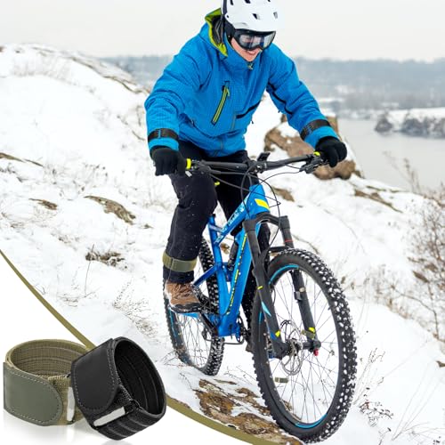 Elastic Ankle Straps Cycling Pant Leg Straps Adjustable Safety Band Boot Blousers for Climbing Fishing Outdoor Sport - color: Black and Army Green