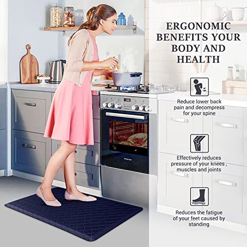 HappyTrends Kitchen Runner Rugs Anti-Fatigue mats,17.3"x 28",Non Slip Waterproof Ergonomic Comfort Mat for Kitchen, Floor Home, Office, Sink, Laundry,Blue - color: Blue, size: 28"L x 17.3"W x 0.5"Th