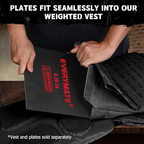 EVERYMATE Tactical Weighted Vest Plates – 3.75/5.75/8.75/14.5/19.75LB Pairs – Insert Weighted Vest Plates- Contoured Ergonomic Fit – WODs, Strength Training, Running, Weight Plates for Vest - color: 3.75LB*2, size: Straight