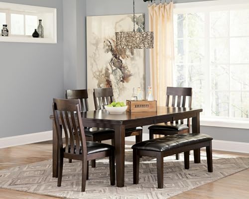 Signature Design by Ashley Haddigan Faux Leather Cushioned Rake Back Dining Chair, 2 Count, Dark Brown | Easy-to-clean faux leather upholstery, Wood frame and wood products and other construction, Supportive rake-back design - color: Dark Brown, style: 0