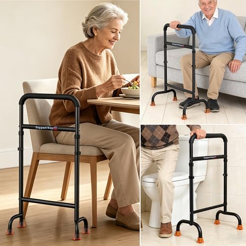Stand Assist Aid for Elderly, Couch & Chair, Fits Tight Spaces | 17.5" Wide Iron Base Adjustable 29.5"-38.7", 450LB Heavy Duty Safe Stand Assist for Seniors & Recovery - color: Black