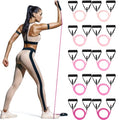 Shappy 10 Pcs Resistance Bands with Handles Exercise Stretch Bands for Exercise Woman Man Training Physical Therapy Workouts Fitness - color: Pink