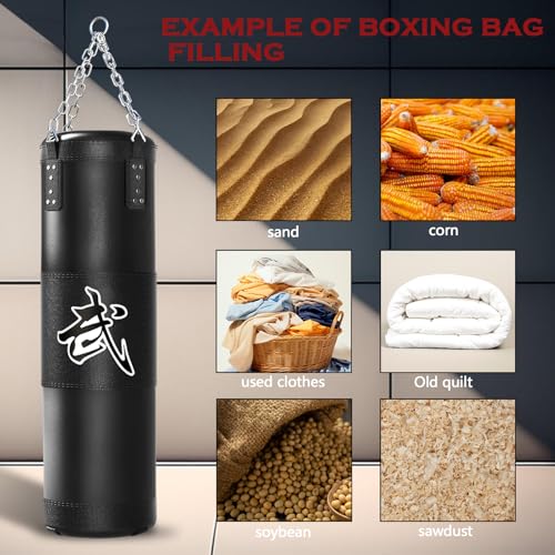 Mesetast Punching Bag for Adults, 4ft Heavy Boxing Bag Set with 12oz Boxing Gloves, MMA Karate Kickboxing Boxing Home Gym Martial Art - Unfilled