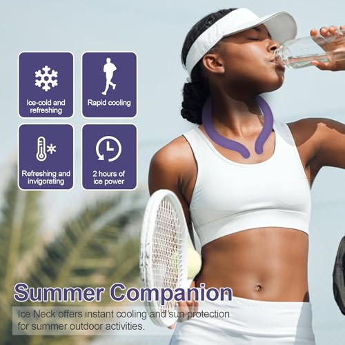 Neck Cooling Tube with Cold Insulated Bag,Reusable 18℃/64℉ Ice Neck Ring Wearable Body Cooling Products for Summer (Navy) - color: Navy