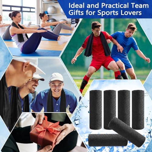 Hosuly 6 Pack Cooling Towels 40"x12" Ice Towel Cooling Neck Wraps Soft Breathable Chilly Stay Cool in Summer for Sports Yoga Golf Gym Activities(Black) - color: Black
