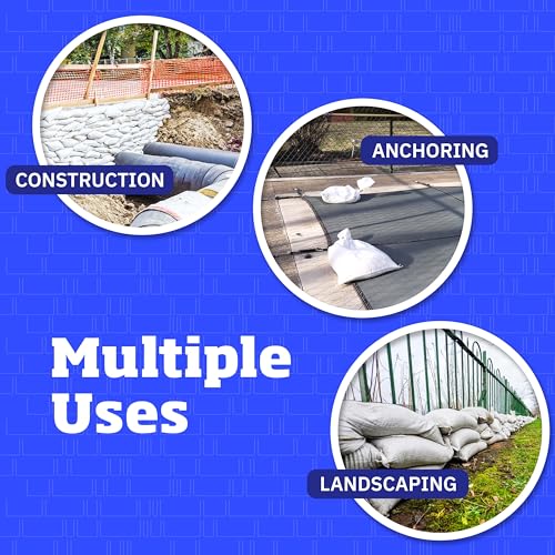 DURASACK Heavy Duty Sandbags with Ties, 14x26, Empty, White, 12000 Count | Woven Polypropylene Sandbags for Flood Control with 1600 Hours of UV Protection, 50 lbs Capacity - color: White, size: 12,000 Sandbags