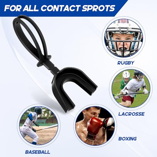 Dunzy 20 Pcs Football Mouth Guards with Strap Bulk Sports Mouthguard Bulk Football Mouthpiece Mouth Protector for Wrestling Boxing Lacrosse Hockey Taekwondo - color: Black, size: Youth