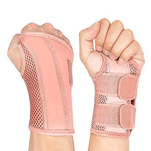 NuCamper Wrist Brace Carpal Tunnel Right Left Hand for Men Women, Night Wrist Sleep Supports Splints Arm Stabilizer with Compression Sleeve Adjustable Straps,for Tendonitis Arthritis Pain Relief - size: Small/Medium (Pack of 1), style: Left Hand-Pink