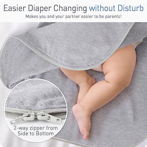 Premium Soft Cotton Transitional Baby Swaddling Sack with Arms Up & Sleeves 6-12 Months, Mitten Cuffs, 2-Way Zipper, Sleeping Sacks for Newborns - Calms Startle Reflex, Boys & Girls Sleep Bag - color: Classic Gray, size: L ( 6-12 Months, 20-29 Lbs )