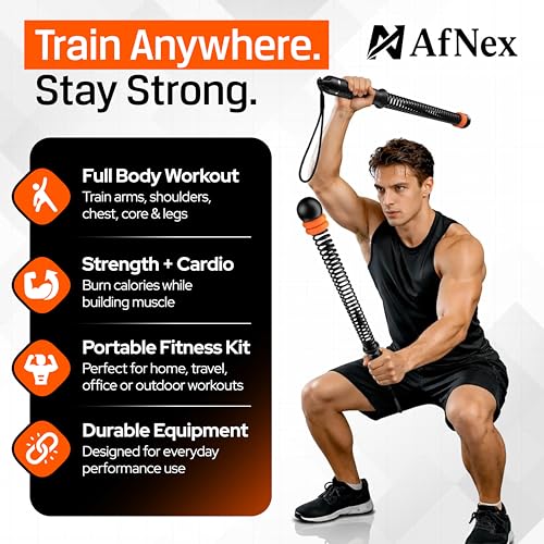 Ropeless Battle Ropes Workout Kit, AfNex Portable 3-in-1 Home Fitness Set with Cordless Weighted Handles, Resistance Bands, Adjustable Jump Rope, Carry Bag, Small Space Cardio & Strength Training Equipment