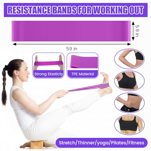 40 Pcs 9 Inch Bulk Pilates Balls Resistance Bands Set 20 Mini Bulk Exercise Balls Yoga 20 Resistance Loop Exercise Bands for Stability Fitness Physical Strength Office Training Gym - color: Purple