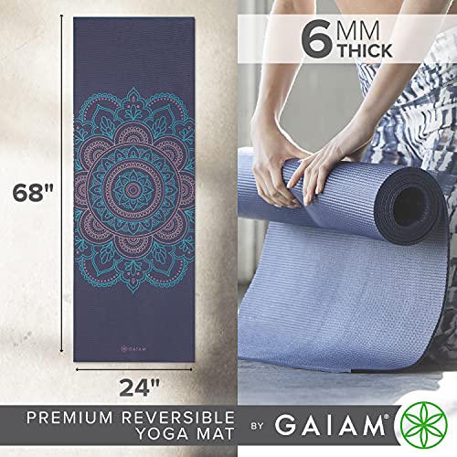 Gaiam Yoga Mat - Premium Print Reversible Extra Thick Non Slip Exercise & Fitness Mat for All Types of Yoga, Pilates & Floor Workouts - color: Purple Illusion