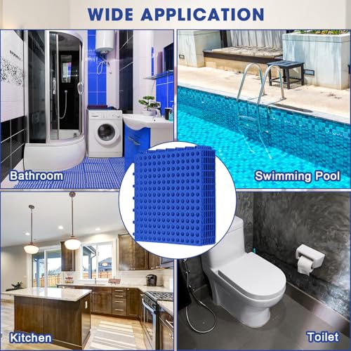 Drydiet 8 Pack Drainage Tiles Modular Interlocking Floor Tiles with 1 Pc Plastic Hammer 12" x 12" Cushion Mat Non Slip Rubber Floor mat with Holes for Pool Bathroom Deck Kitchen Patio (Dark Blue) - color: Dark Blue