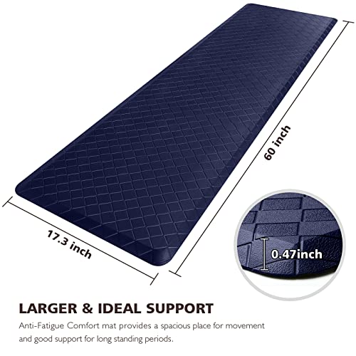 HappyTrends Kitchen Runner Rugs Anti-Fatigue mats,17.3"x 60",Non Slip Waterproof Ergonomic Comfort Mat for Kitchen, Floor Home, Office, Sink, Laundry,Blue - color: Blue, size: 60"L x 17.3"W x 0.5"Th