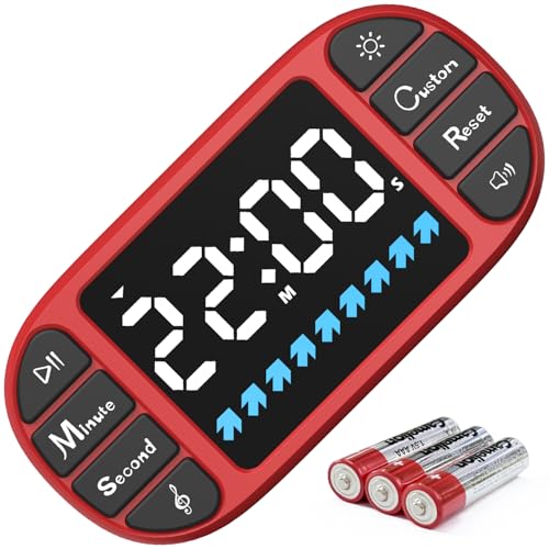 DOOMAY Digital Kitchen Visual Timer: 3.6'' Large LED Display, Magnetic, 3 Brightness, 4 Alarms and Volume, Memory Function, Countdown Count up for Cooking, Classroom, Home Gym, AAA Battery Included