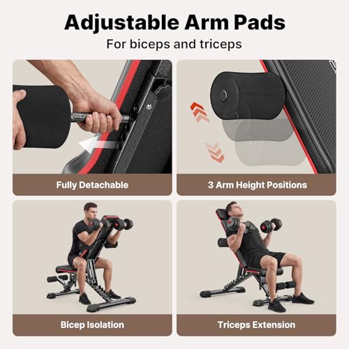 YOLEO Adjustable Weight Bench with Bench Press Stand, Foldable Workout Bench with Extended Head/Elbow Pad(for Users up to 7') - color: Black