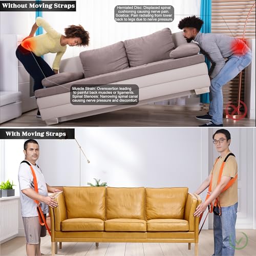 DEYACE Moving Straps 2-Person Lifting Straps for Moving Item up to 800 lbs - color: Orange