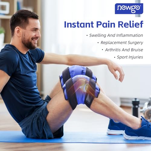 NEWGO Ice Pack for Knees Injuries Reusable, 360° Full Wrap, 2 Pack, Blue | Y-shaped Strap Stays Put, Reusable for Knee Replacement, ACL, Arthritis, Swelling, and Sports Injuries, 21.7" x 9.8" - color: Regular Blue 2-pack