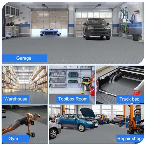 7.8 x 20 FT Garage Floor Mat for Under Car, PVC Garage Flooring Roll Mat | 2.8mm Thick, 156 SQFT, Diamond Plate, Non-Slip Surface, Rubber Floor Mat for Garage, Gym, Warehouse, Trailer - size: 7.8 X 20FT