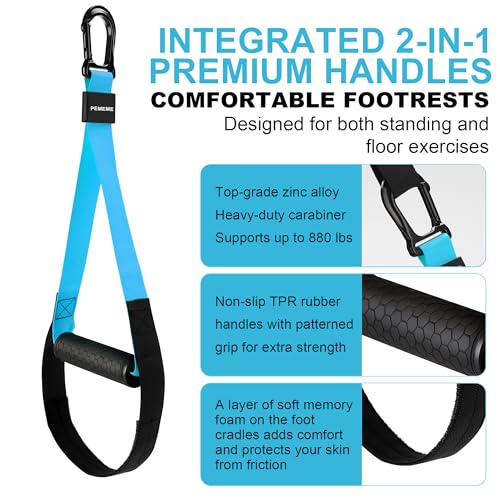 Home Resistance Training Kit | Full-Body Workout with Suspension Trainer Straps, Door Anchor, Handles, and Carrying Bag | Complete Home Gym Equipment - color: Blue