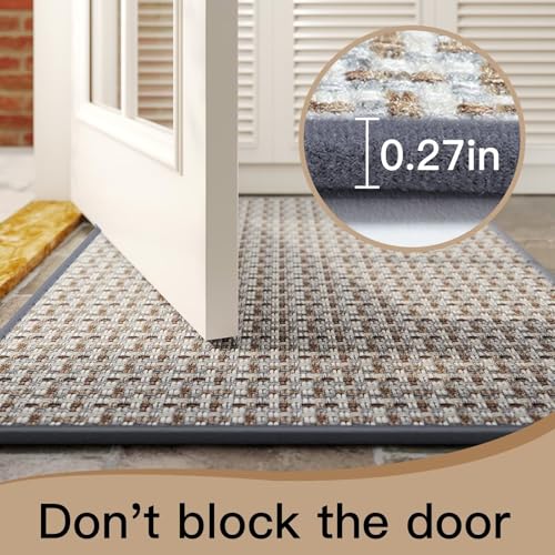 YDKGL Door Mat Entrance 24"x35", Dirt Resistant and Absorbent, Non-Slip Rubber Backing Floor Mats, Easy Clean Low-Profile Doormat for Entryway, Front Door, Inside Entrance, Grey - color: A- Gray, size: 24"x35"