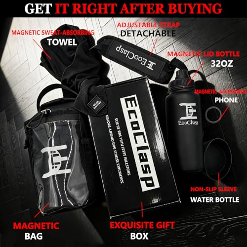 Magnetic Gym Bag Water Bottle Holder Small Gym Bag for Men, Gym Gifts, 11LB Strong Grip Waterproof 900D - color: Black Suit
