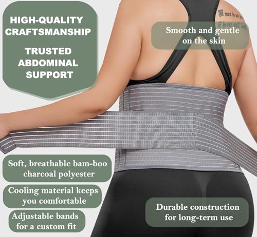 Abdominal Binder Post Surgery - Postpartum Belly Band Wrap | Post C Section Belly Binder Recovery Belt Stomach Compression Hernia Belt For Men Women After Pregnancy, Hysterectomy, L/XL - size: Large/X-Large