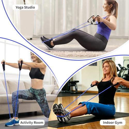 10-Pack Bulk Resistance Bands with Handles, Same Resistance Level, for Resistance Training, Physical Therapy, Home Workouts, Fitness & Pilates - color: Blue 25-30LBS