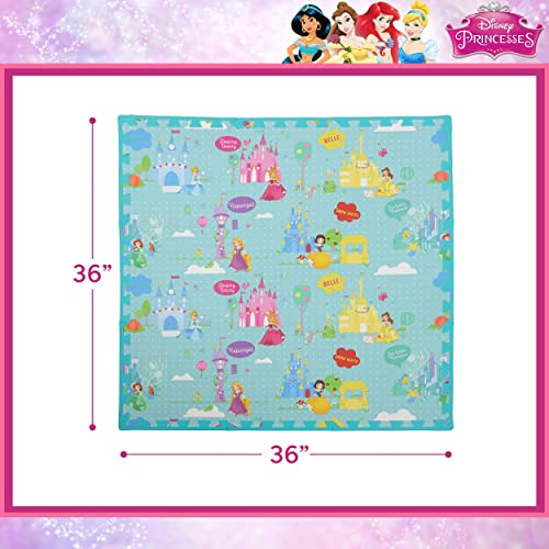 Capelli Sport - Disney Princess EVA Foam Mat, Princess Land Interlocking Flooring Tiles, Teal, 36 x 36 Inches