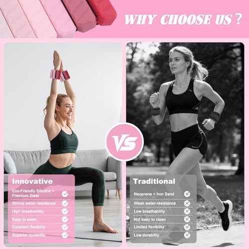 Ankle Weights & Resistance Bands Set for Women Adjustable | Adjustable 1 lb Wrist & Ankle Weights, 3 Resistance Levels, Yoga, Pilates, Cardio & Strength Training