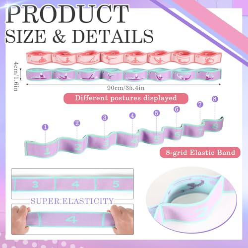 Stretch Strap for Kids Elastic Gymnastic Stretching Ballet Dance Band with 8 Loops Adjustable Exercise Training Resistance Strap for Children Stuff Pilates Latin Yoga Equipment - color: Purple and Pink