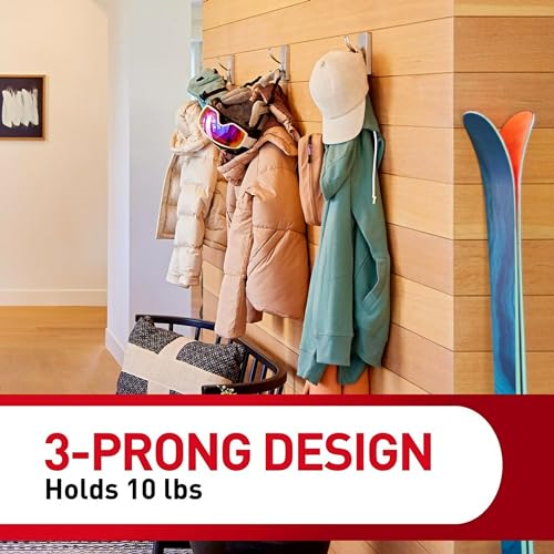 Command X-Large Satin Nickel Triple Hook, 2 Hooks, 6 Strips, Damage-Free Hanging with Adhesive Strips, No Tools Wall Hook for Hanging Decorations in Living Spaces - style: 2-Pack