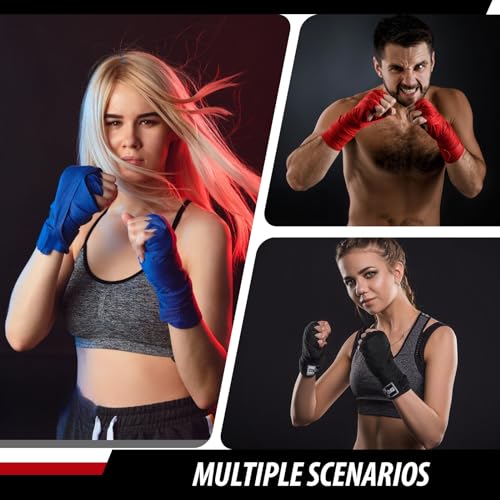 Boxing Hand Wraps Inner Gloves for Men Women(180 Inch) | Elasticated Thumb Loop Bandages, Wrist Wrap Protection, Muay Thai MMA Kickboxing Martial Arts, Punching Bag Training - color: Black