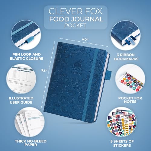 Clever Fox Food Journal Pocket - Daily Food Diary, Meal Planner to Track Calories & Nutrients, Weight Loss Tracker Notebook, 4x5.5” (Mystic Blue) - color: Mystic Blue, size: Pocket (4.0'' x 5.5'')