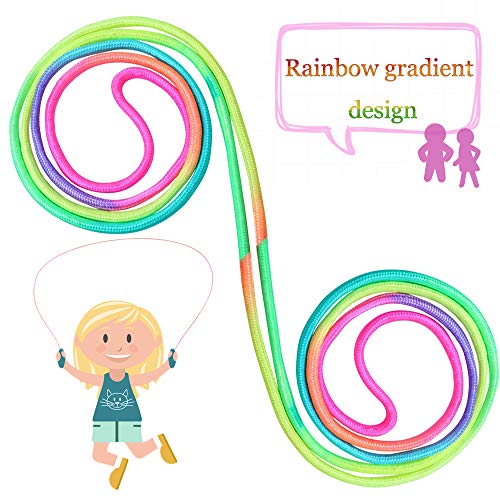 10 pcs Rainbow Jump Rope Set Durable Nylon Skipping Ropes,Safty Vibrant Jumping Ropes for Girls or Boys Physical Education Skipping Rope(7.2 Feet)