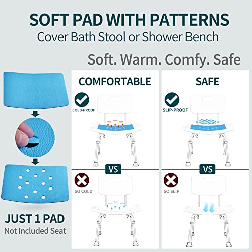 Shower Stool Cushion Non Slip Soft Pad with Holes, Grip Mat for Shower Chair Bath Seat, Adhesive Backing Anti Skid EVA Rubber, Shower Bench Curtain, 14 X 9 Inches