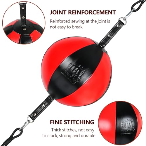 InnoLife Double End Punching Ball Striking Punching Bag Kit, Speed Striking Reflex Kit with Bungee Cords Perfect for Reaction, Agility, and Hand Eye Coordination Training - color: Black & Red