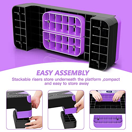GYMMAGE Aerobic Exercise Step, Adjustable Height, | Aerobic Workout Step Platform for Exercise, 26.5" Step Deck with Adjustable Height, Women Home Gym Cardio Fitness - color: Purple