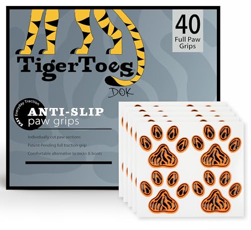 DOK TigerToes Paw Grips for Senior Dogs, 40ct of Pre-Cut Anti Slip Dog Paw Pads for Hardwood Floors, Provides Traction for Slipping (40 Total Grips, Size Extra Large) - size: Extra Large