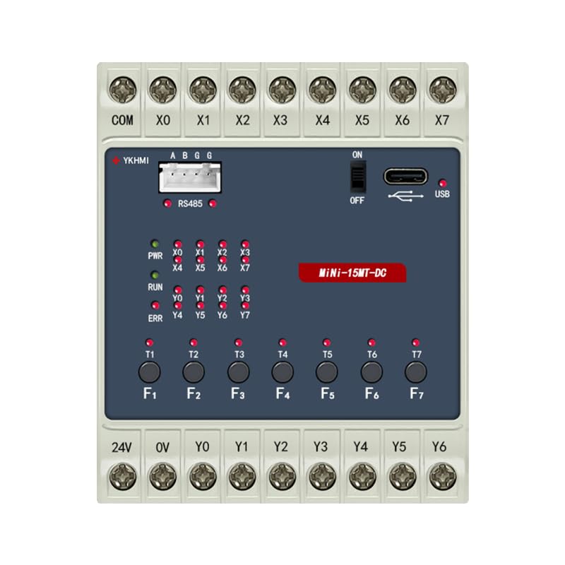 24V DC PLC Ladder Logic Controller, FX1S-15MT Programmable Logic Controller with 8 Input 7 Transistor Output, Fully Compatible with FX1S, 1 Channel RS485 Connect with HMI (Mini-15MT-DC) - color: Mini-15MT