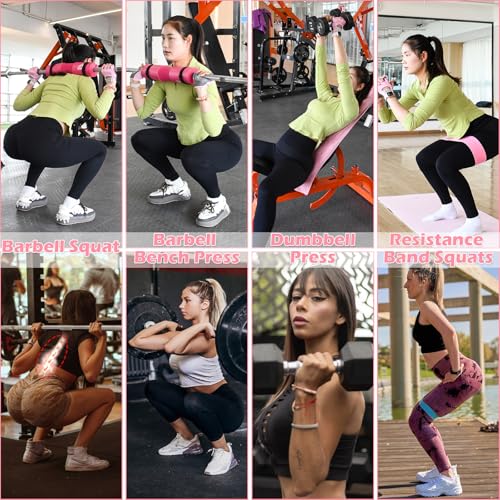 ATENTO 10Pcs Barbell Pad Set with Weight Lifting Belt, Thick Cushion Hip Thrust Pad for Bench Press, Lunges, Workout, Leg Exercise, Squat Bar Pad for Relief Pressure from Neck & Shoulder for Smith machine & Olympic Bars, with 2 Gym Ankle Straps, Hip Resis