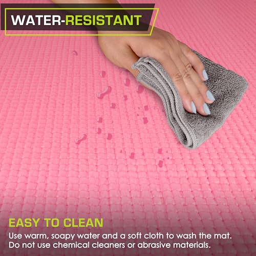 ProsourceFit Original Yoga Exercise Mat 1/4” (6mm) Thick for Comfort and Stability with Carrying Straps, Non Slip –Multiple Colors - color: Pink
